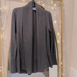 Ribbed Open Shawl Collar Sweater